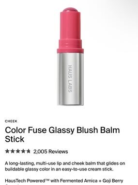Haus Labs By Lady Gaga Color Fuse Glassy Blush Balm Stick - Bright Pink